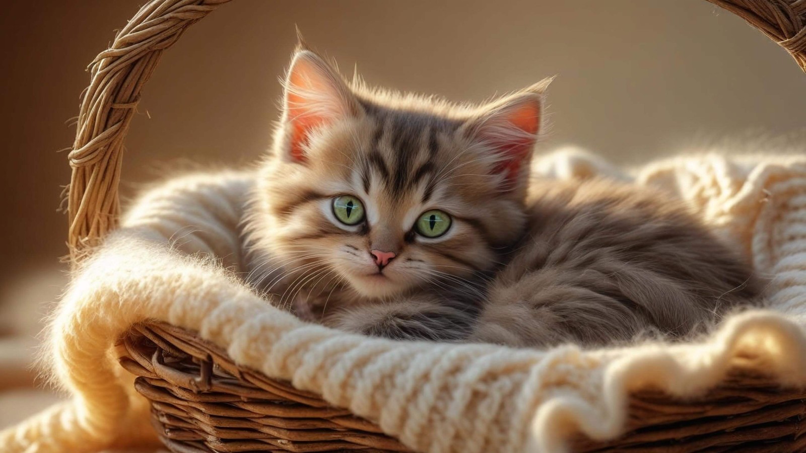 In this quiet basket, a tiny heart beats with endless curiosity and gentle courage. Her eyes, clear as morning light, hold st...